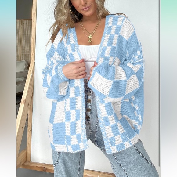 Checkered cardigan Sweater - Picture 2 of 8